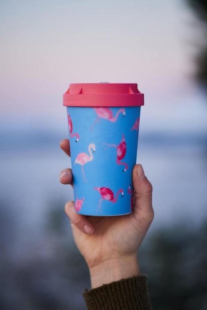 heybico nachhaltiger Mehrwegbecher Coffee to go Becher Kaffeebecher Flamingo Overload