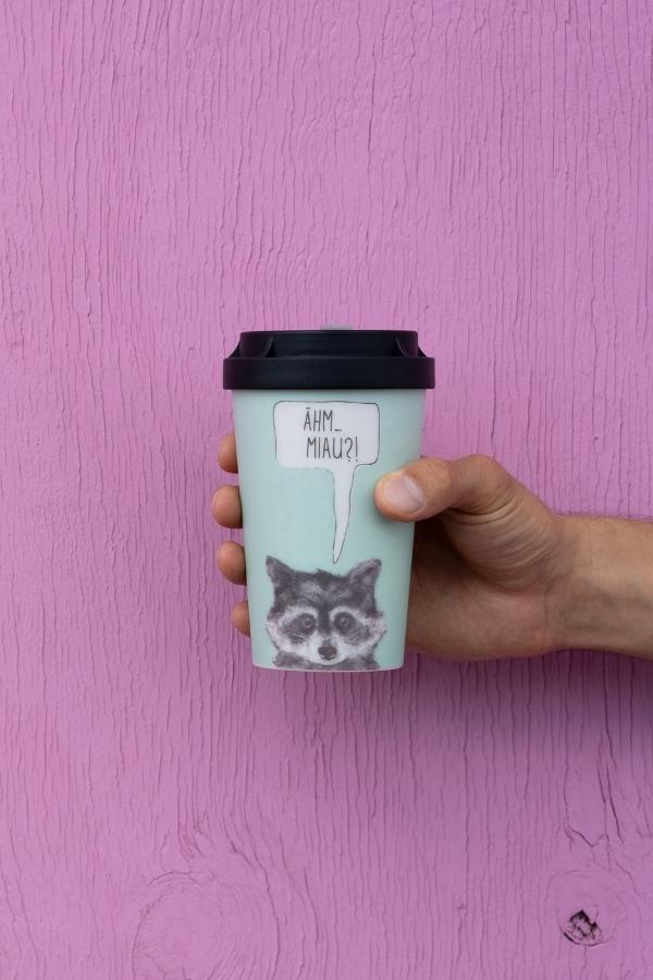 heybico nachhaltiger Mehrwegbecher Coffee to go Becher Kaffeebecher Sneaky Raccoon